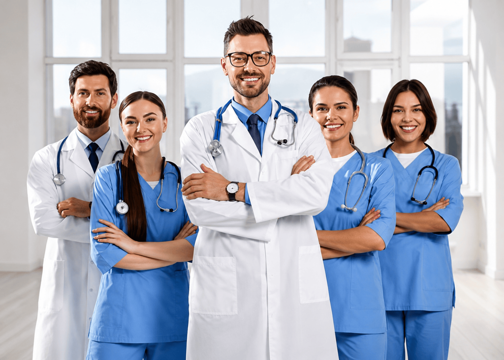 Doctor providing medical care to tourist in Dubai hotel